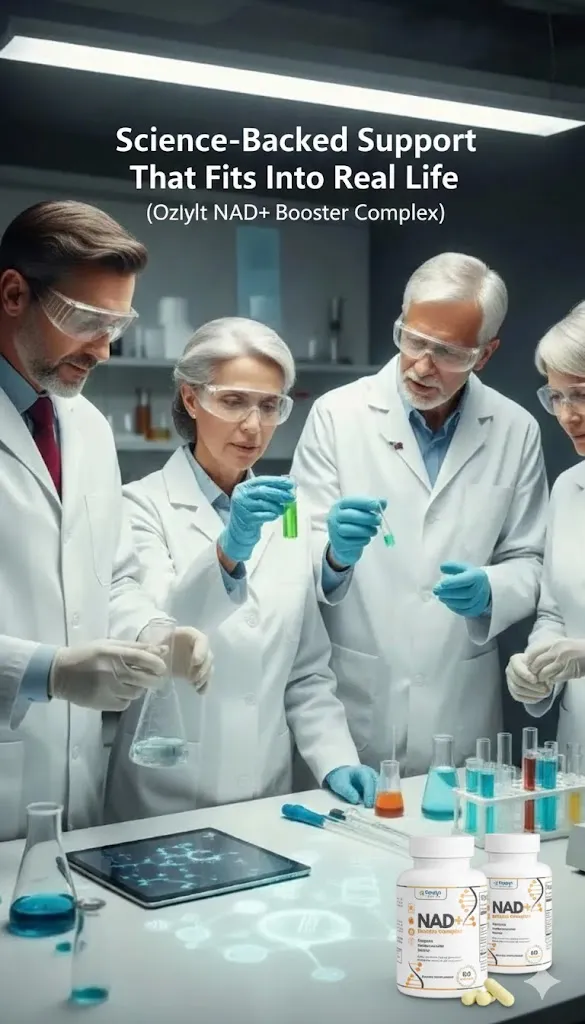 Doctor discussing Ozelyt NAD+ support  test in lab